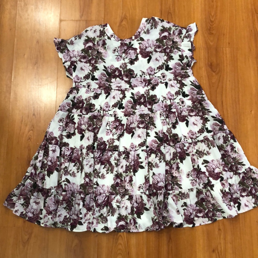Purple Flower Flowy Dress